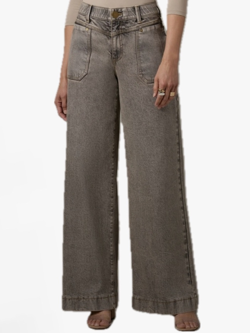 Wit & Wisdom Wide-Leg Flare Jeans in Washed Gray